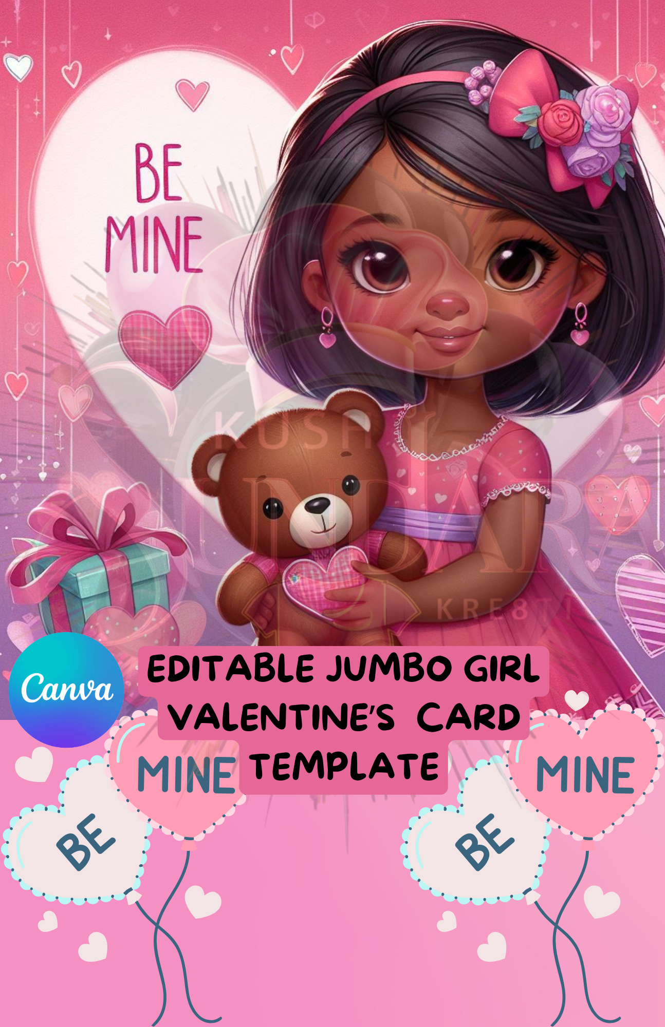 Jumbo Valentine's Card - Be Mine Balloon Girl