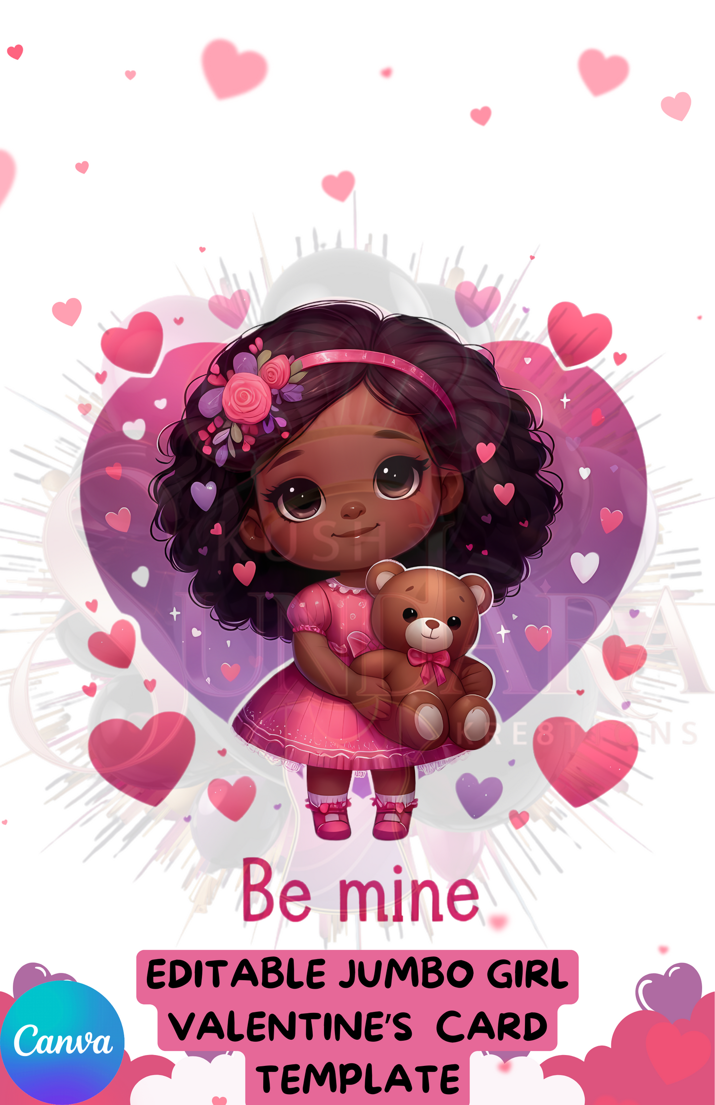 Jumbo Valentine's Card - Be Mine Curly Haired Girl