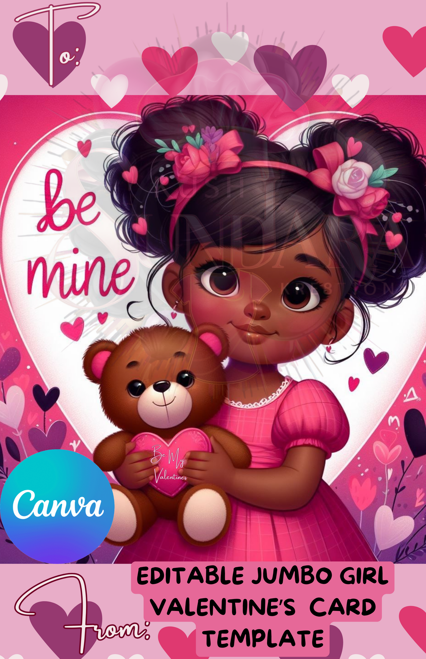 Jumbo Valentine's Card - Be Mine Pink Teddy